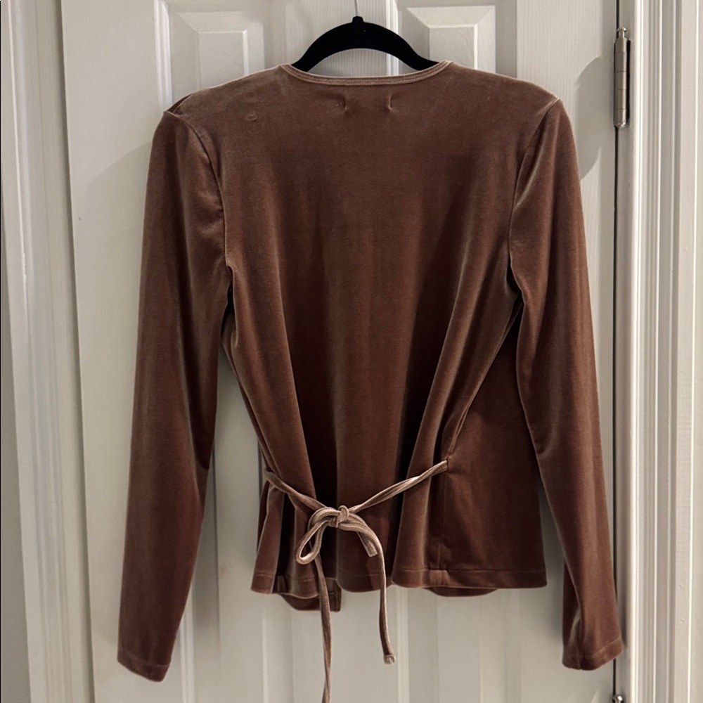 Madewell Brown Velvet Wrap Top - Picture 5 of 10